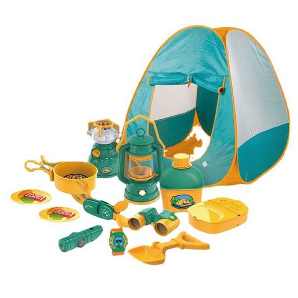 

children outdoor camping family toy set beach tent tableware parent child game, Blue