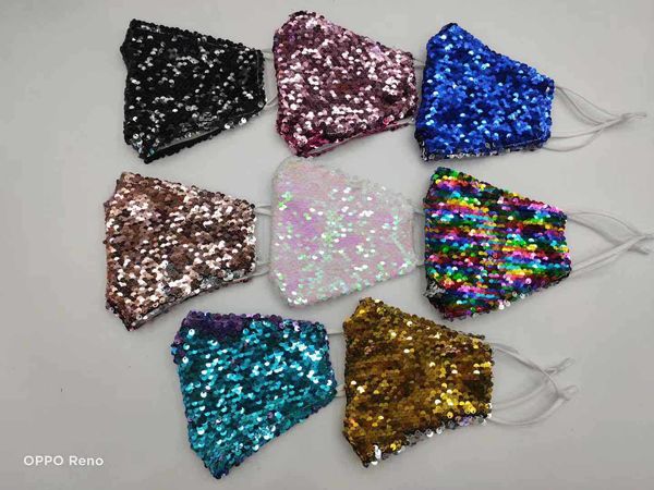 

mask sequin personality shiny dust three-layer cotton belt filter colorful