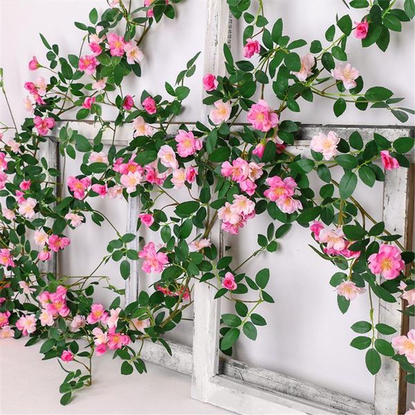 

decorative flowers & wreaths artificial rose vine fake flower rattan decoration twining wall plastic