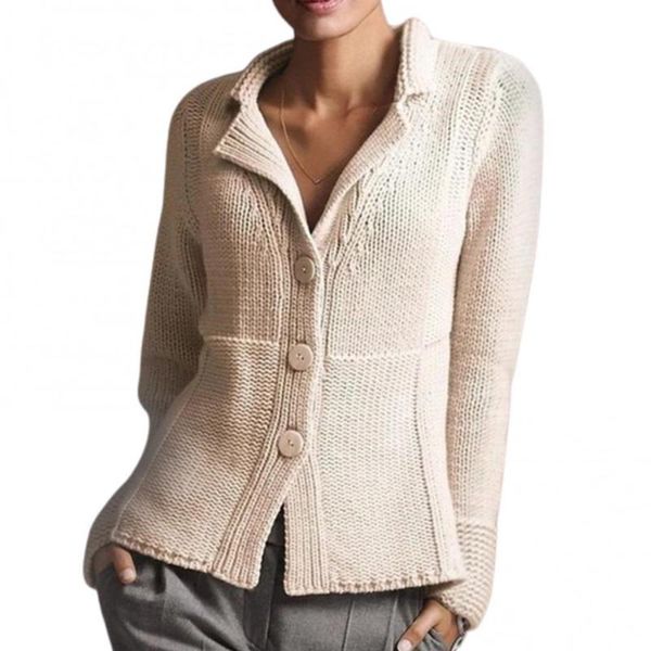 

women's knits & tees autumn winter casual sweater v-neck knit long-sleeved button pullover cardigan versatile women warm, White
