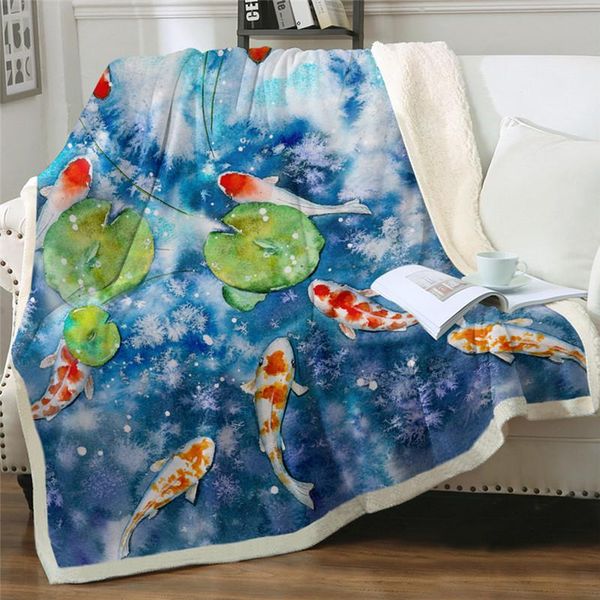 

blankets luojin carp coated lotus leaf and plaid narwhal custom blanket