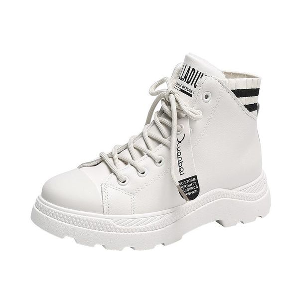 

boots fujin white winter women ankle stretch springy sock shoes casual booties fur warm platform waterproof, Black