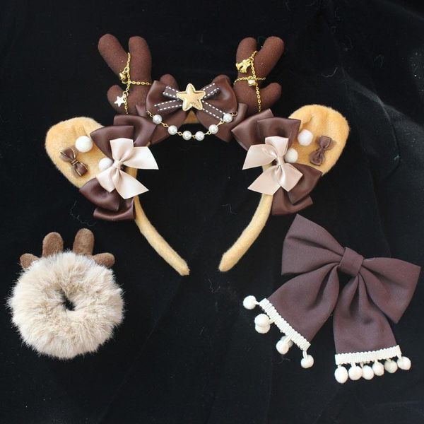 

party masks christmas original handmade antler hair hoop girl cosplay lolita star bead chain bowknot gorgeous headband accessories