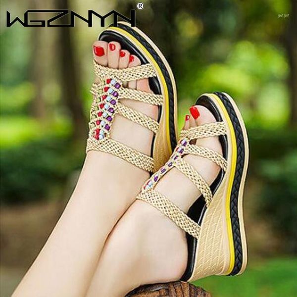 Frauen Mode Weben Keil Sandalen Weiß Quaste Braut Feine High Heels Offene spitze Sommer Hausschuhe Hochzeit Schuhe