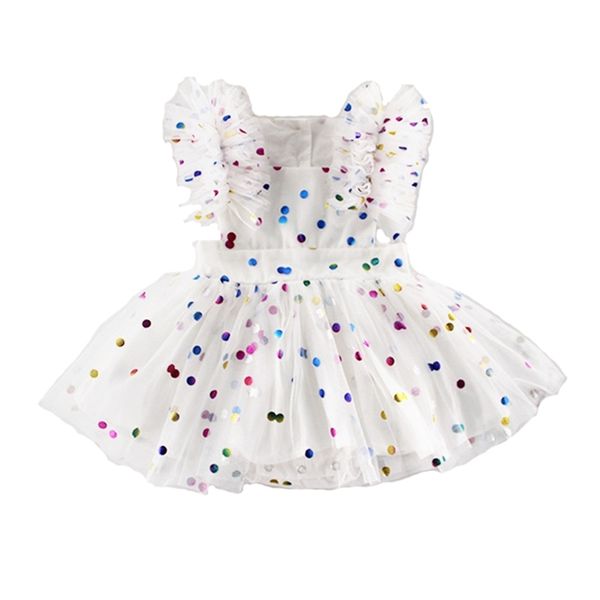 Verão Cute Dot Cotton Romper One-Peça Children's Gaze Gaze Sem Mangas Macacão Baby Roupas 210417