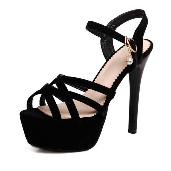 

dress shoes women summer gladiator sandals high heels open toe platform ladies plus size 43 xkd4275, Black