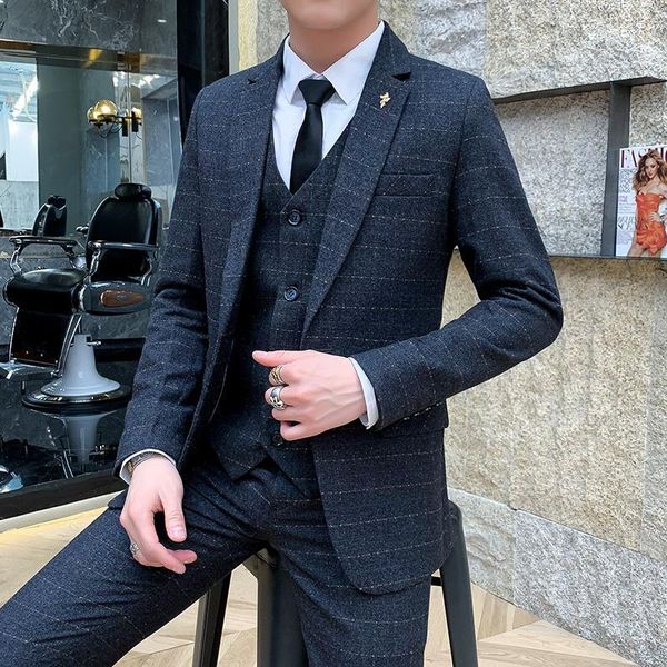 

men's suits & blazers casual suit formal dress three-piece, White;black