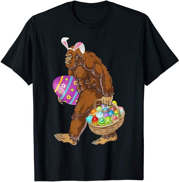 

funny bigfoot hunting easter eggs t-shirt boys men t-shirt, White;black