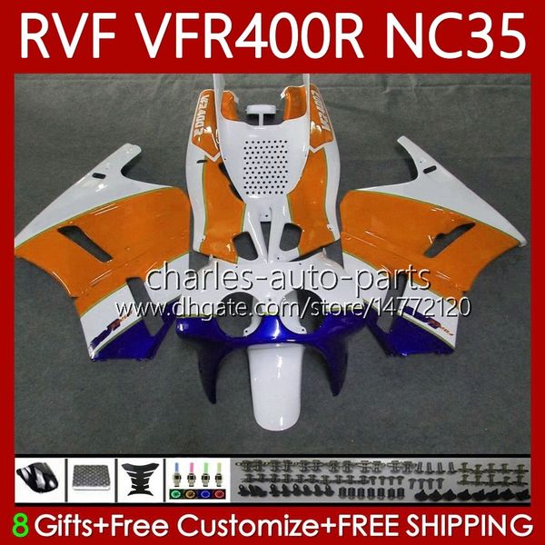 Verkleidungsset für HONDA NC35 V4 VFR400 R RVF400R 1994 1995 1996 1997 Orange Blau 1998 80Nr