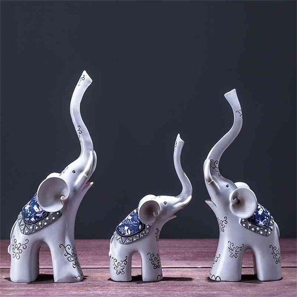 3 pz/set Creatività Moderna Elefante Statua Home Office Decorazione Scultura Artigianato Articoli per L'arredamento di Interni 210414