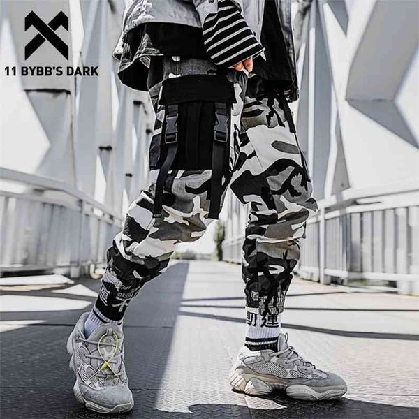 

11 bybb's dark tactical patchwork pockets camouflage pants man harajuku joggers men trousers streetwear hip hop function 210715, Black