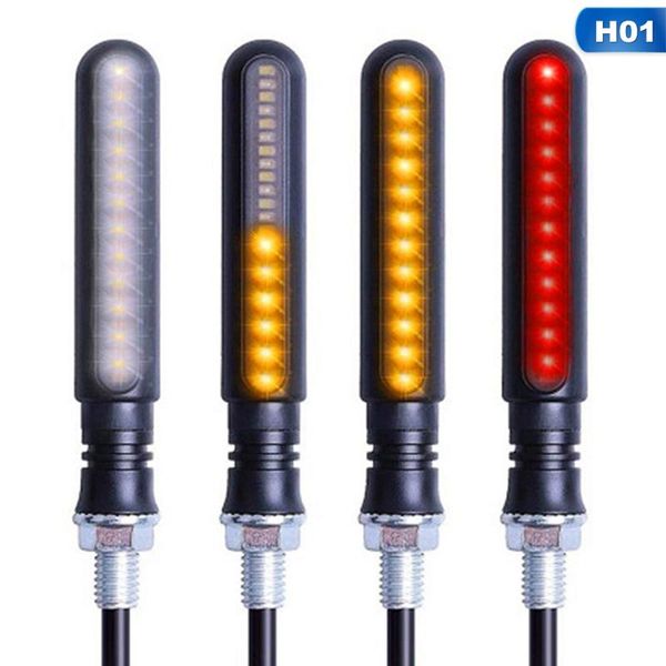 

4pcs universal motorcycle turn signal light sequential flowing water 12v led indicator amber lamp sdrl lamps emergency lights