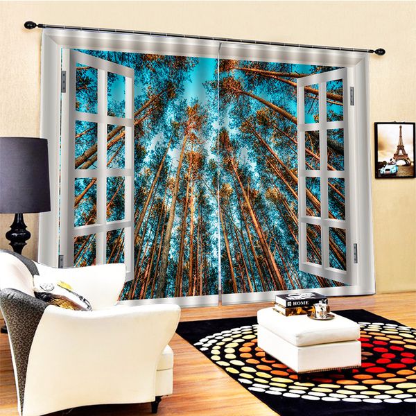 

p window scnery forest curtains 3d window curtains for living room bedroom drapes cortinas