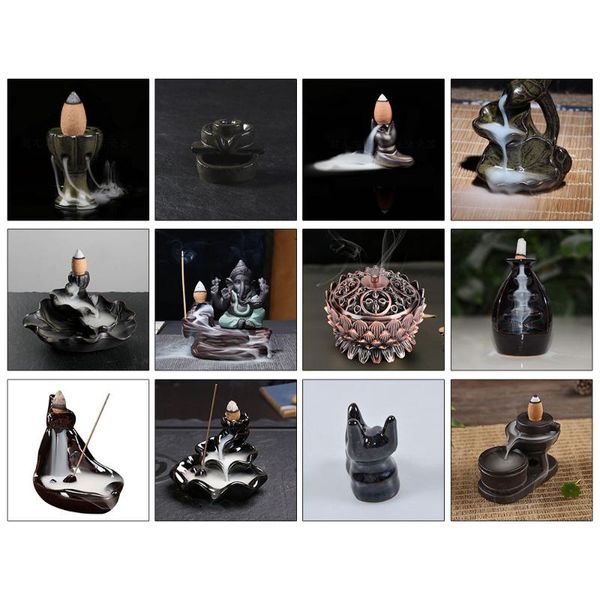 

incense burner holder home fragrance buddhist censer decor backflow lotus cone crafts lamps