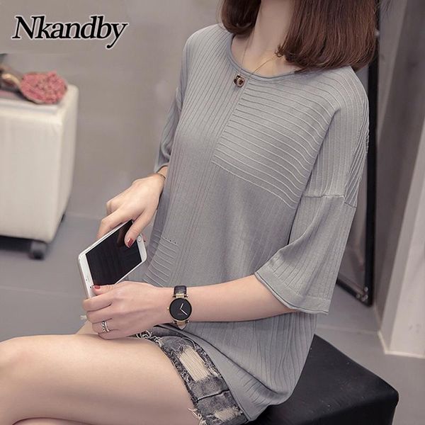 

plus size clothes short sleeve tshirts women 2021 spring summer stripe pattern t shirts oversized fashion loose solid korean women's t-, White