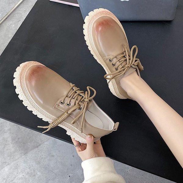 

dress shoes woman pumps round toe platform non-slip lace up basic 5cm heel slip on women size 35-40, Black