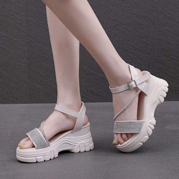 

dress shoes high heeled sandals female summer 2021 women thick bottom wedge with open toe platform women's, Black