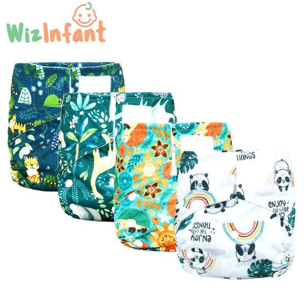 

wizinfant 4pcs/set os suede cloth pocket diaper fast dry eco-friendly baby nappy for girls and boys reusable with back diapers