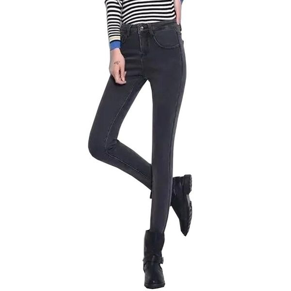 

women's jeans winter warm woman 2021 high waist casual velvet ladies trousers female pantalon denim for women pants plus size, Blue