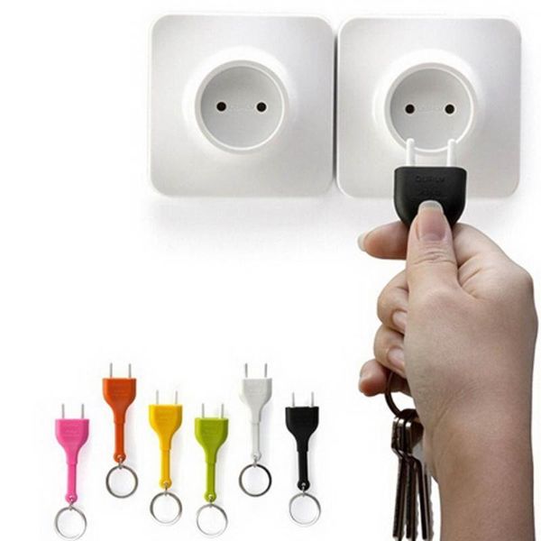 

hooks & rails unplug keyring with anti-lost eu plug socket keychain key ring storage holder 1 pcs random color home wall decroation desig