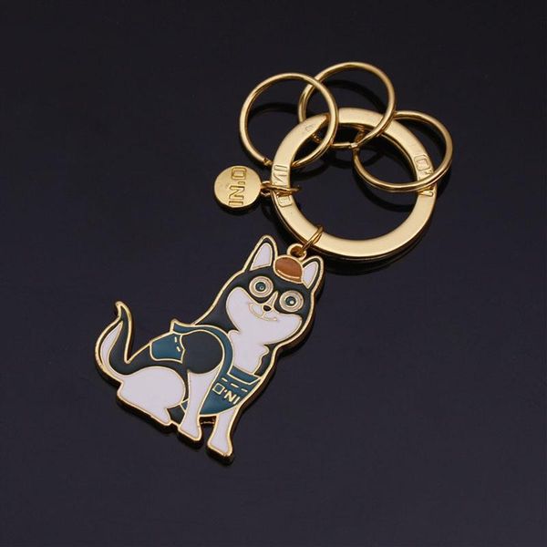 

keychains cute husky poodle keyring jewelry bag pet keychain dogs charm key rings for women car tag pendants gift to friend, Silver