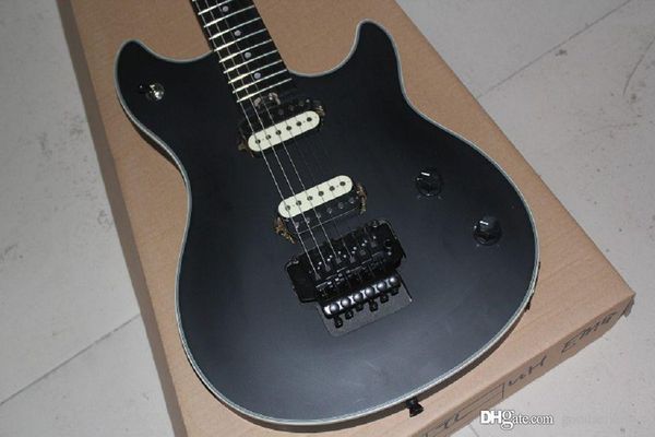 

black electric guitar ebony fretboard floyd rose tremolo