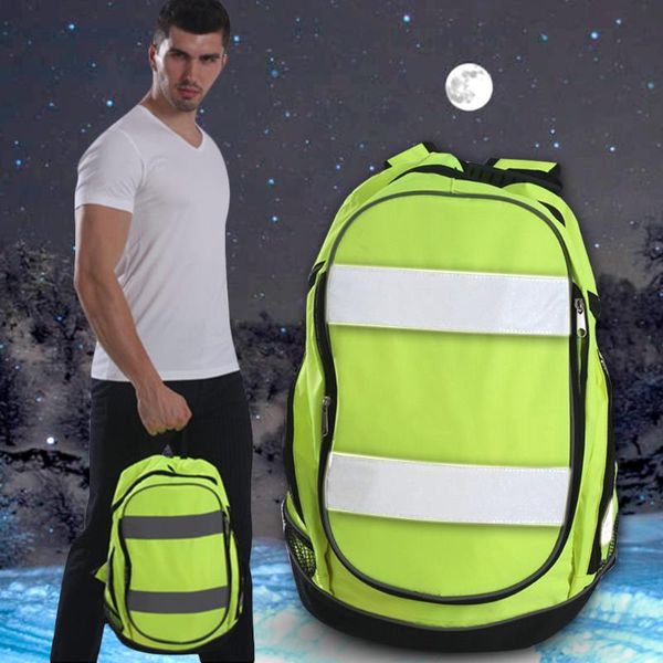 Bolsas ao ar livre Passeio noturno Backpack de segurança luminosa reflexiva de baixa resistência Sports Ciclismo de alta visibilidade Tampa de chuva