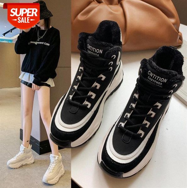 

plus velvet high daddy shoes women thick white #b95x