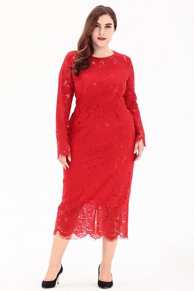 

casual dresses bkld winter dress 2021 vestido women big size see through lace patchwork o-neck long sleeve elegant party, Black;gray