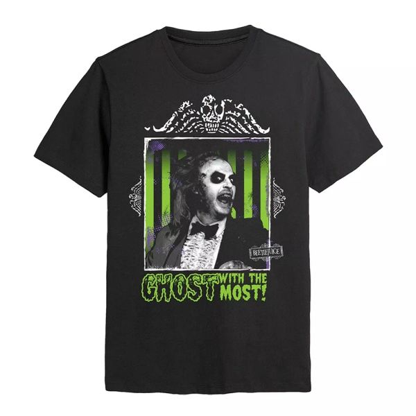 

beetlejuice ghost with the most licensed men t-shirt, White;black