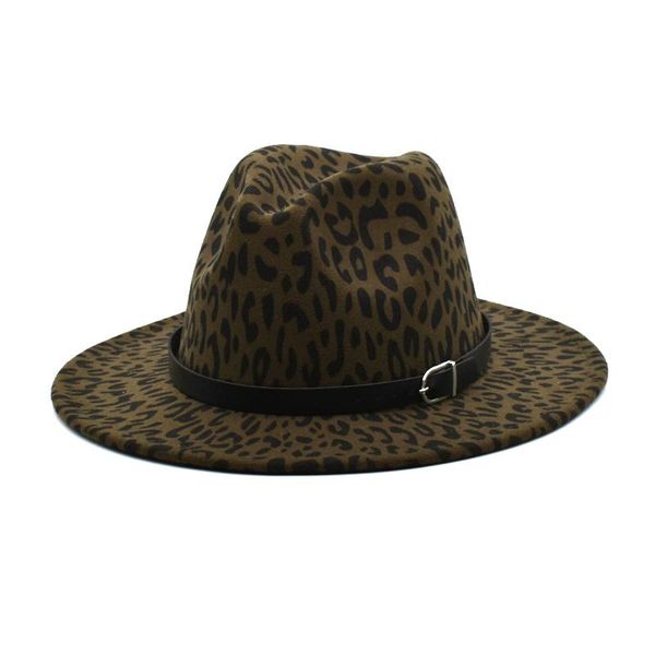 

men's woolen leopard hat flat brim big rim couple jazz elegant ladies f16 wide hats, Blue;gray