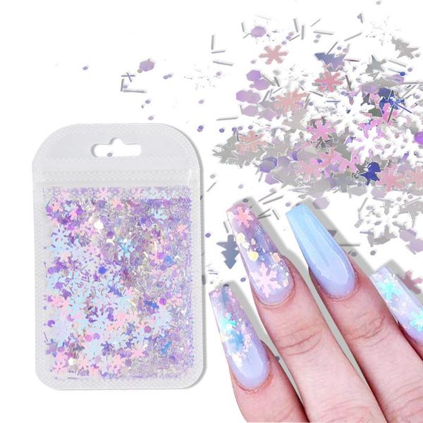 

nail art decorations christmas series snowflake sequins nails accessory mixed colourful love heart cross butterfly glitter flakes manicure d, Silver;gold