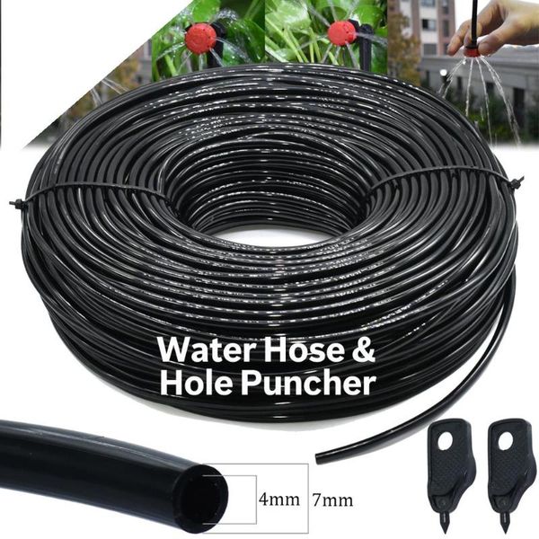 

10m-30m garden watering hose irrigation 4/7mm pipe w/ hole punchers fit drip irriagtion system kit greenhouses balcony equipments