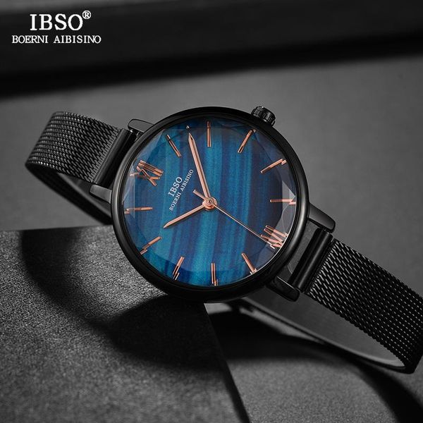 

wristwatches ibso brand women colorful watch creative cut glass, Slivery;brown