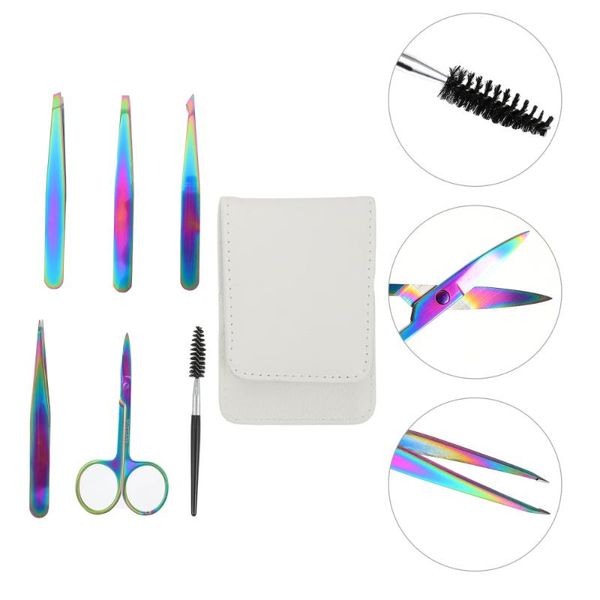 

eyebrow tools & stencils 1 set tweezers scissors eyelash brush brow remover