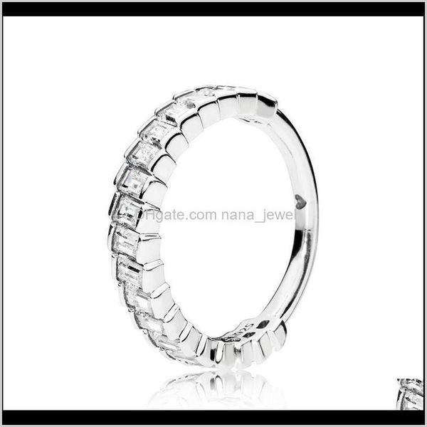 

new arrival clear cz diamond ring set original box for pandora 925 sterling silver glacial beauty ring women girls wedding rings cjpcx hzbdk, Slivery;golden