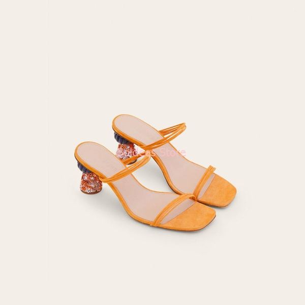 

sequins strange heel sandal women sandals pink pu fish toe thin high heels woman summer, Black