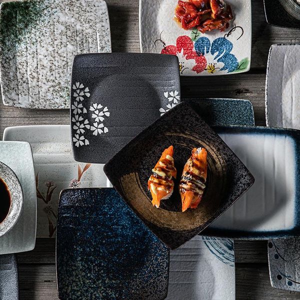 

dishes & plates japanese ceramic sushi plate creative rough tableware snack square