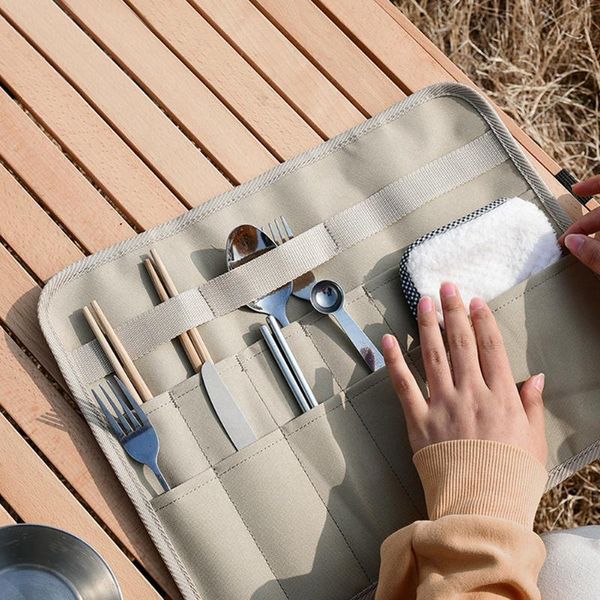 

storage bags outdoor tableware bag folding bbq picnic camping spoon fork holder
