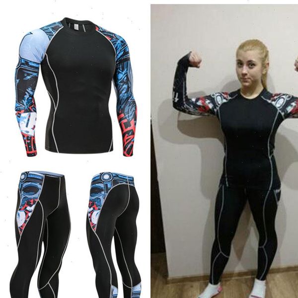 

19 women tracksuits suit sports womens running fleece thermal underwear compression tights shirt training leggings 2 piece kit, Gray