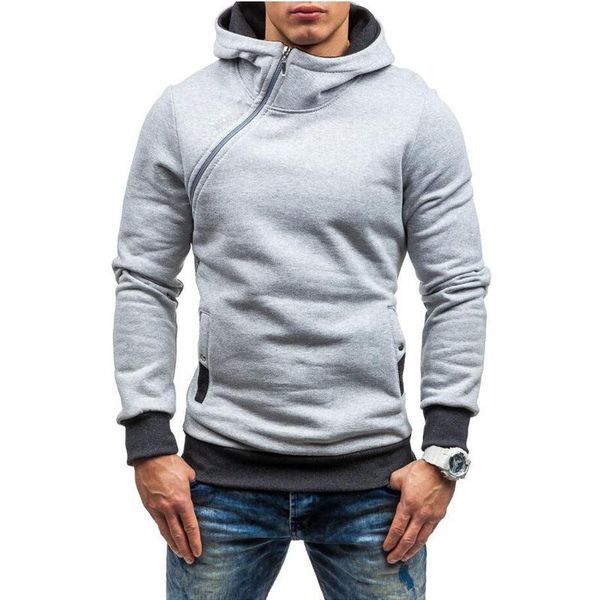 

men's hoodies & sweatshirts sale plus size men oblique plain blank zipper pullover long sleeve hoodie, Black