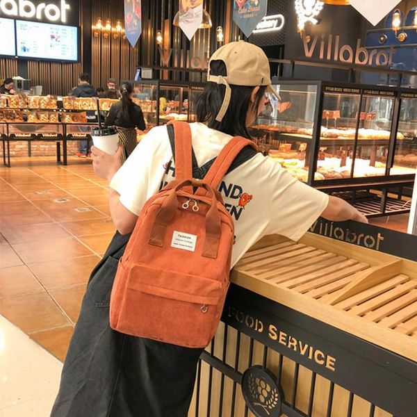 

backpack trend corduroy women solid color college female male school bagpack harajuku travel shoulder bags casual couple bag
