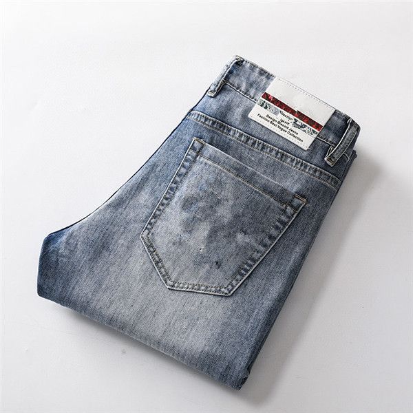 

fashion cotton designer mens jeans trousers increase waist perfect fit button replace metal silica gel materia convenient sewingl kg-171, Blue