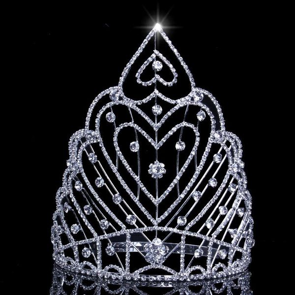 

hair clips & barrettes .5cm 8in height crown wedding crystal princess accessories trendy heart silver color tiaras for brides jewelry, Golden;silver