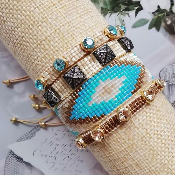 

pretty bead fashion miyuki beaded bracelet for women bileklik pulseras mujer handmade woven charm bracelets female jewelry gift, Golden;silver