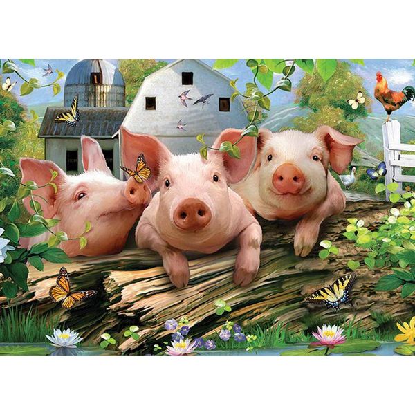 

diamond painting diy cross stitch three small pigs full square drill 3d embroidery animals rhinestone mosaic home decor