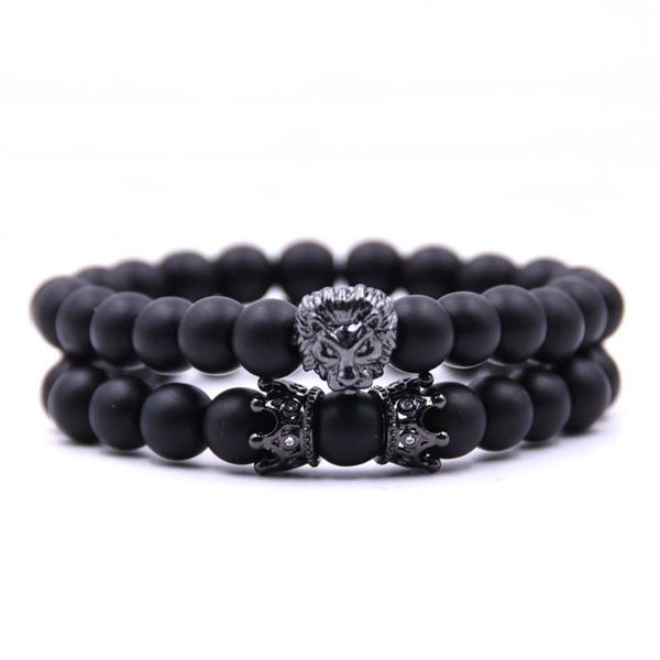 

beaded, strands simpe fashin pattern stylish link chain jewelry elegant shiny zircon rock bracelet beads crown bangles for women men, Black
