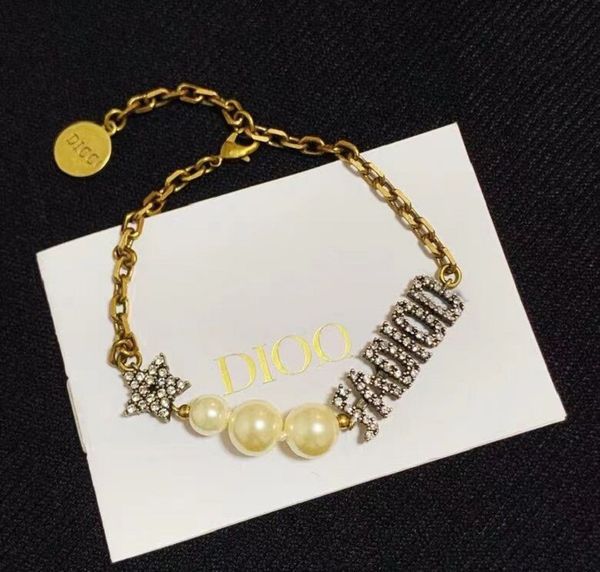 

70% off luxury jewelry dijia's new letter inlaid pearl star bracelet in 2021, Silver