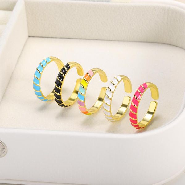 

wedding rings striped color oil drop for men creative design sense geometric ring droptrend neutral jewelry bff, Slivery;golden