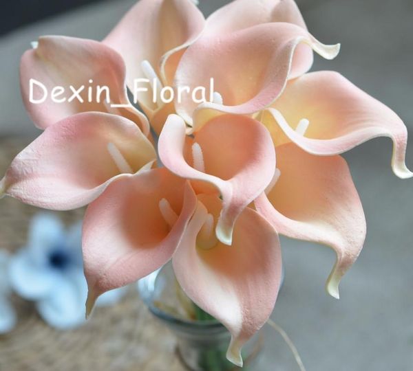 

blush pink calla lilies real touch flowers for silk wedding bouquets, centerpieces, decorations, artificial decorative & wreaths
